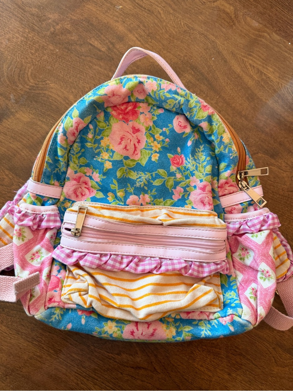 Whim and Wander Small Backpack Sweet Honey Bag Floral Stripe Gingham Ruffles